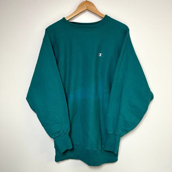Vintage Champion Sweatshirt 90s Reverse Weave Sweater Teal - Picture 1 of 3